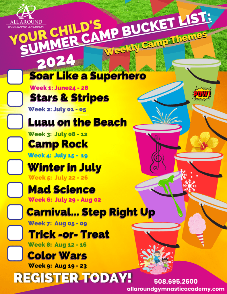 Summer Camp Themes Checklist 2024 All Around Gymnastic Academy